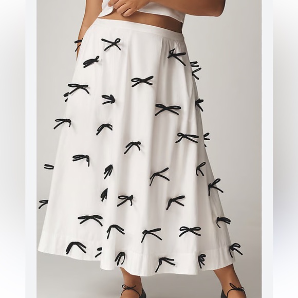 Anthropologie Maeve 3D Bow Midi Skirt - Picture 4 of 13